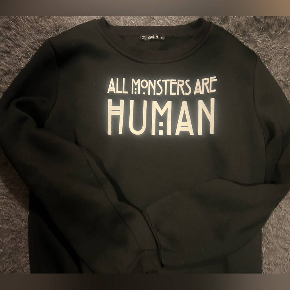 Black “ALL MONSTERS ARE HUMAN” Crewneck Sweatshirt